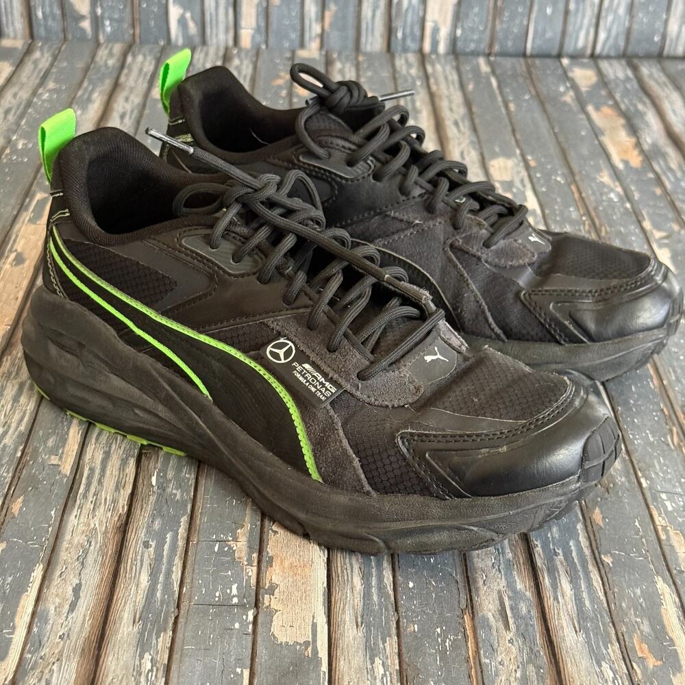Puma Mercedes AMG Petronas Mens Shoes 7.5 Black Racing F1 Lace Up Sneakers